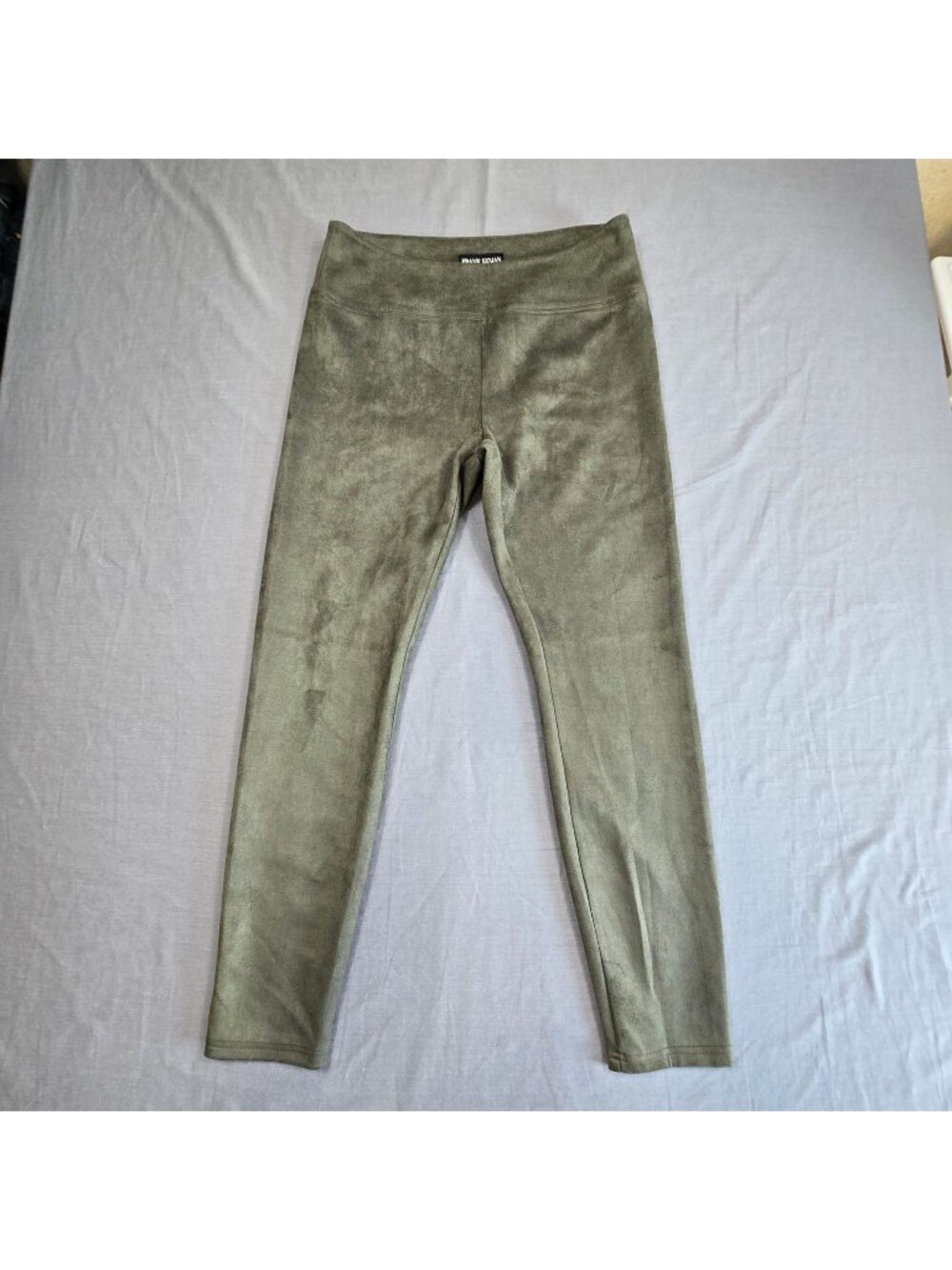 Frank Lyman Womens Medium Leggings Green Stretch Sueded Design High-Waist